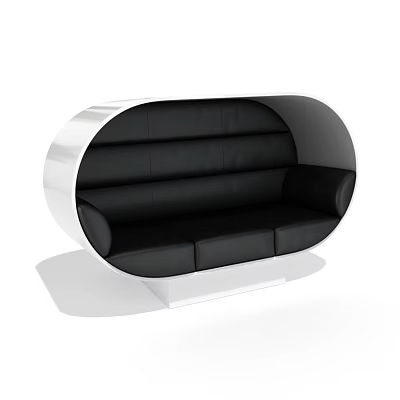 Sofa Double Sofa Modern Black Leather Sofa 3d model