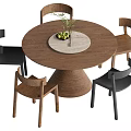 Dining table and chair combination round table 3d model