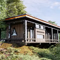 Modern Wooden Boutique Guesthouse Building With Large Windows And Lush Greenery Surroundings