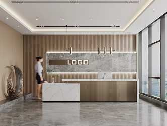 Company Front Desk Front Desk Front Desk Background Wall Reception Area 3d model