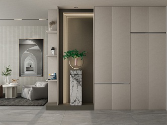 Modern Entrance Italian Simple Cream Scarpa Stacked Entrance 3d model