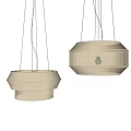 Modern Minimalist Pendant Lights With White Ribbed Fabric Circular Design 3d model
