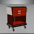 Red Cart With Multiple Drawers Mobile Casters And Flat Top Surface