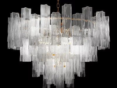 Luxurious Modern Crystal Chandelier with Transparent Column Crystals and Decorative Design 3d model