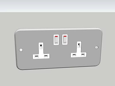 Grey Socket Panel With Two Switches And Two Power Outlets Modern Design 3d model