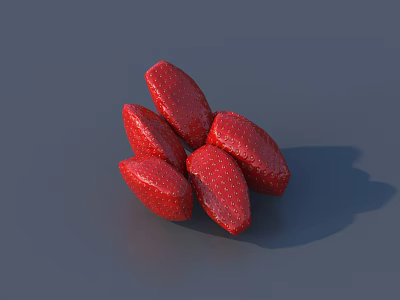 Fresh Ripe Red Strawberries With Juicy Texture On Gray Background 3d model
