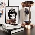 Stylish Decorative Ornament Set Featuring Vase Paintings Hourglass Geometric Decor Books And Candles