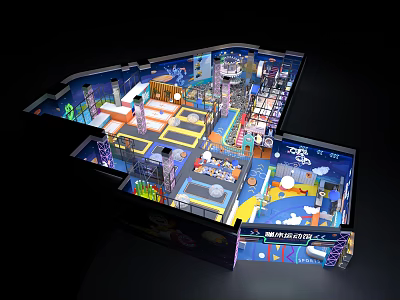 Vibrant Multi Level Indoor Playground With Slides Climbing Frames Ball Pits And Interactive Areas 3d model