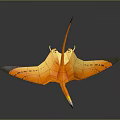 Orange Pterosaur 3D Animated Character With Wings Long Tail And Beak Details
