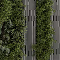 Green Living Wall With Vertical Slats And Various Plants