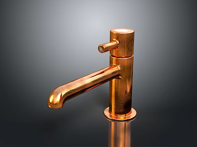 Elegant Copper Faucet With Modern Design And Brushed Metal Finish For Home Use 3d model