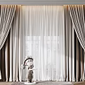 Elegant Beige Thick And Sheer Curtains With Tiebacks For Window Decoration