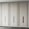 Modern Wardrobe with Light Gray Doors and Long Metal Handles in Minimalist Design