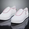 White slip on shoes with pink trim and flat sole comfortable for casual daily wear