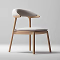 Sleek Modern Dining Chair With Light Wooden Frame Curved Backrest And Cushioned Seat