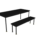Modern Black Dining Table And Bench Set For Home Dining Area