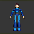 Blue Robot Game Movie Character With Red Hair And Green Eyes