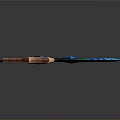 Fantasy Glowing Sword With Blue Green Blade And Orange Decorative Hilt Design