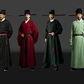 Men In Traditional Robes And Hats Standing In Various Colored Attire