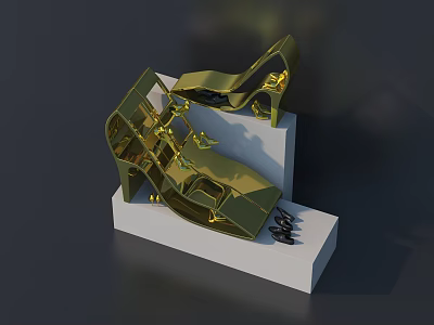 Elegant Modern Golden Shoe Cabinet With Stylish Design And Storage Function 3d model