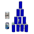 Beer Cans Stacked In Pyramid With Various Brands And Different Labels