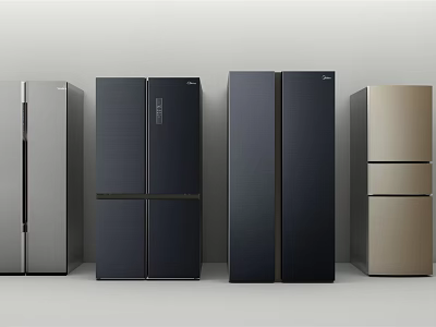 Stylish Refrigerators and Freezers Featuring Multiple Styles and Color Options 3d model