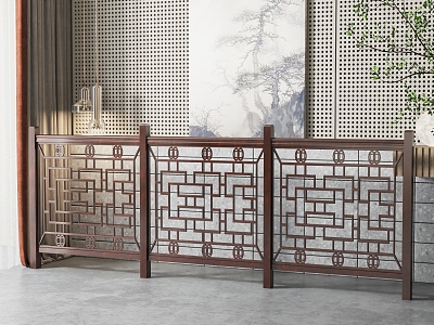 New Chinese Guardrail Railing 3d model