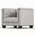 Elegant Light Gray Tufted Accent Chair With Piped Edges And Dark Legs