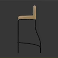 Modern Bar Stool with Beige Upholstered Seat and Backrest Black Metal Legs Simple Contemporary Style