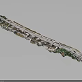 Long Architectural Decorative Strip With Green And White Textured Surface Details