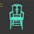Classic Wooden Armchair With Carved Backrest And Orange Woven Seat Design