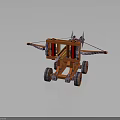 Ancient Military Vehicle With Wooden Frame Spiked Design And Wheels For Siege Warfare