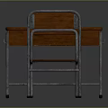 Wooden Desk and Chair Set with Metal Frame and Wooden Surface and Drawer
