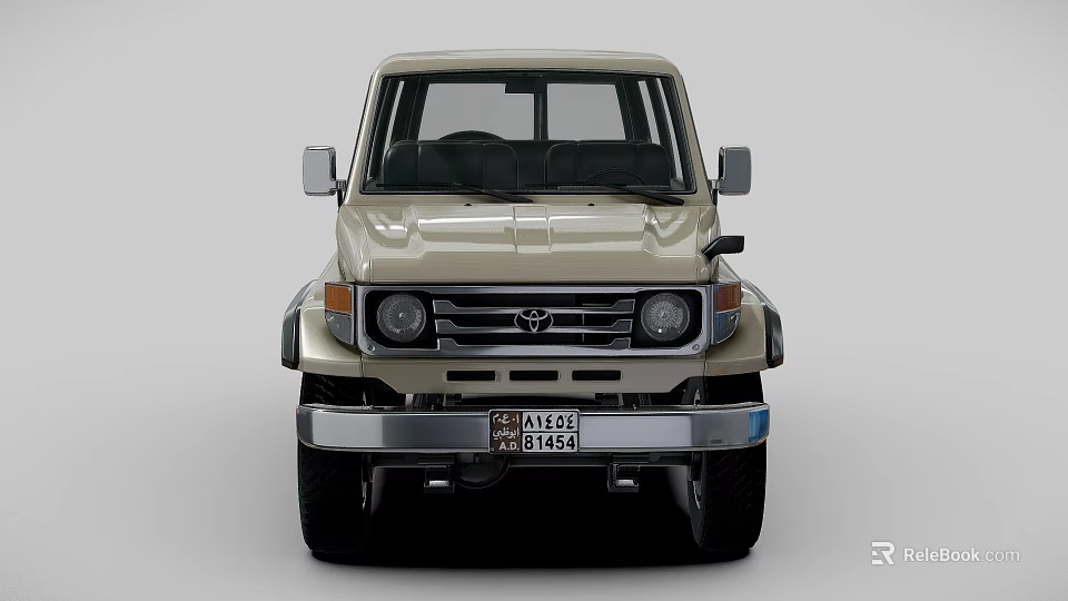Classic Toyota SUV Front View With Round Headlights And Silver Bumper 3d model