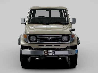 Classic Toyota SUV Front View With Round Headlights And Silver Bumper 3d model
