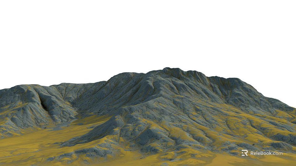 Gray Rocky Mountain Range With Yellow Slopes In Natural Scenic Landscape 3d model 