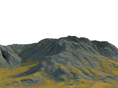 Gray Rocky Mountain Range With Yellow Slopes In Natural Scenic Landscape 3d model