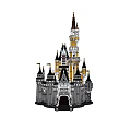 Detailed Building Blocks Castle Model With Tall Spires Gray Towers And Yellow Main Structure