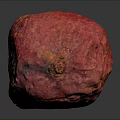 Red Cocoa Pod With Textured Surface And Dark Spots On Black Background