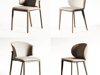 Modern Leisure Chair Design With Light Fabric Upholstery And Wooden Legs 3d model