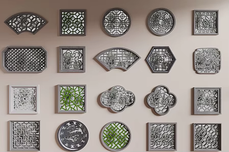 New Chinese Style Cut-out Window Cut-out Window Building Empty Window Grated Window Antique Leaking Window Landscape Wall Grated Window 3d model