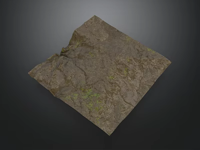 Rural Landscape Featuring Rocky Ground With Green Moss And Natural Earth Texture 3d model