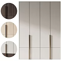 Modern Wardrobe Interior Design With Wooden And Light Colored Panels And Metal Handles