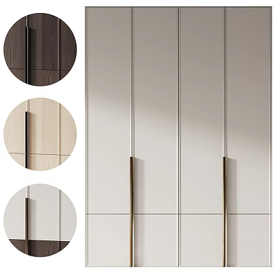 Modern Wardrobe Interior Design With Wooden And Light Colored Panels And Metal Handles 3d model
