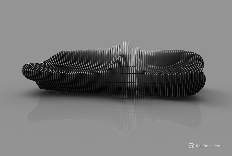 Modern Artistic Storage Locker With Streamlined Wavy Stripes And Glossy Surface For Contemporary Interior Spaces 3d model 