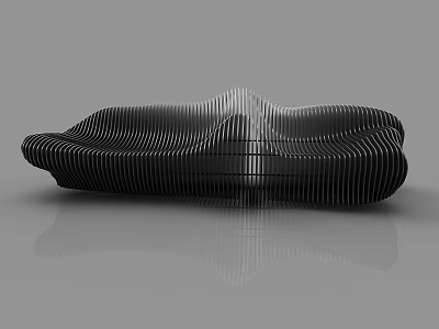 Modern Artistic Storage Locker With Streamlined Wavy Stripes And Glossy Surface For Contemporary Interior Spaces 3d model