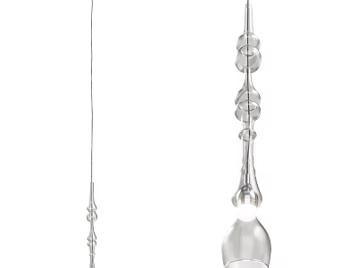 Modern Pendant Light With Spiral Metal Frame And Transparent Glass Decorative Elements 3d model