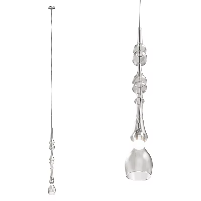Modern Pendant Light With Spiral Metal Frame And Transparent Glass Decorative Elements 3d model