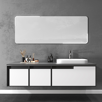 Modern sink bathroom cabinet mirror cabinet combination 3d model