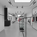 Modern Clothing Store Interior With Open Layout Display Racks And Lighting Fixtures